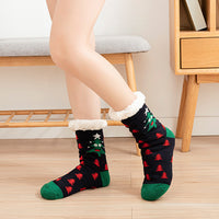 2Pcs Women's Christmas Fuzzy Slipper Socks