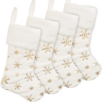 Sequin Embroidered Snowflake Christmas Stockings Xmas Hanging Ornaments Plush Xmas Candy Gift Bags