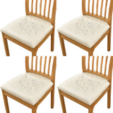 4Pcs  PU Leather Stretch Chair Seat Cover Solid Waterproof Oilproof Dining Chair Slipcover Protector