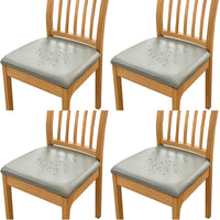 4Pcs  PU Leather Stretch Chair Seat Cover Solid Waterproof Oilproof Dining Chair Slipcover Protector