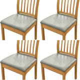 4Pcs  PU Leather Stretch Chair Seat Cover Solid Waterproof Oilproof Dining Chair Slipcover Protector