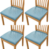 4Pcs  PU Leather Stretch Chair Seat Cover Solid Waterproof Oilproof Dining Chair Slipcover Protector