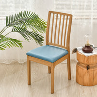 4Pcs  PU Leather Stretch Chair Seat Cover Solid Waterproof Oilproof Dining Chair Slipcover Protector