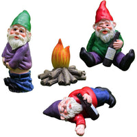 4Pcs  Mini Drunk Dwarf Resin Gnomes Statues Garden Decor