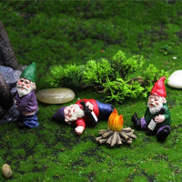 4Pcs  Mini Drunk Dwarf Resin Gnomes Statues Garden Decor