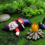 4Pcs  Mini Drunk Dwarf Resin Gnomes Statues Garden Decor