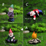 4Pcs  Mini Drunk Dwarf Resin Gnomes Statues Garden Decor