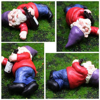 4Pcs  Mini Drunk Dwarf Resin Gnomes Statues Garden Decor