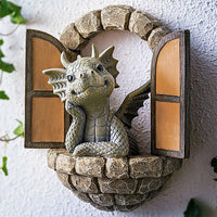 Courtyard Dragon Gate Statue Resin Carving Ornament Garden Dragon Meditating Sculpture Decorative Dragon