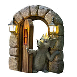 Courtyard Dragon Gate Statue Resin Carving Ornament Garden Dragon Meditating Sculpture Decorative Dragon