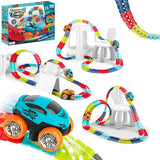 Changeable Track LED Light Up Race Car Flexible Glow Race Track Electric Bendable Car Toy