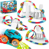 Changeable Track LED Light Up Race Car Flexible Glow Race Track Electric Bendable Car Toy