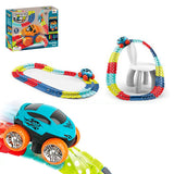 Changeable Track LED Light Up Race Car Flexible Glow Race Track Electric Bendable Car Toy