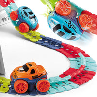 Changeable Track LED Light Up Race Car Flexible Glow Race Track Electric Bendable Car Toy