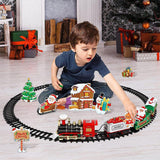 Christmas Electric Train Around Tree Toy Set with Lights and Sounds Assembly Car Railway Train Toy for Boys and Girls