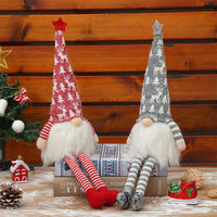 2pcs Christmas Light Gnome Decor Sitting Tomte Plush Gnomes Figurines Elf Dwarf Doll for Holiday Party Favor