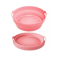 Air Fryer Silicone Pot with Dividing Pad Foldable Round Baking Tray Silicone Reusable Air Fryer Liners