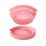 Air Fryer Silicone Pot with Dividing Pad Foldable Round Baking Tray Silicone Reusable Air Fryer Liners