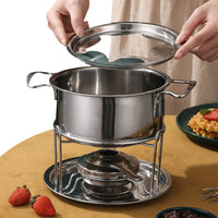 10 Pieces Stainless Steel Fondue Set  For Cheese Chocolate Dipping with 6 Forks