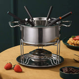 10 Pieces Stainless Steel Fondue Set  For Cheese Chocolate Dipping with 6 Forks