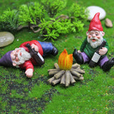 9 Pcs Set Mini Drunk Dwarf Resin Gnomes Statues Garden Decor