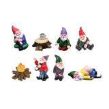 9 Pcs Set Mini Drunk Dwarf Resin Gnomes Statues Garden Decor