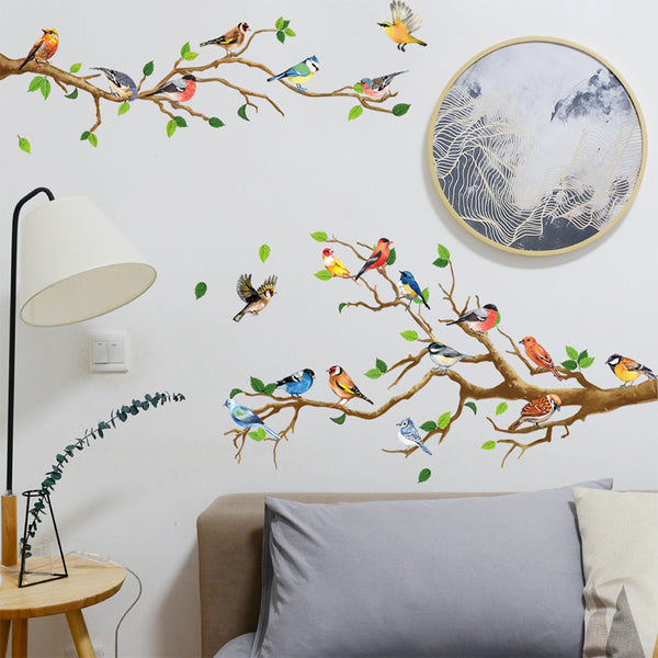 1 Set of 4 Self Adhesive Hummingbird Branch Wall Sticker Wallpaper DIY Art Wall Decal Home Decor
