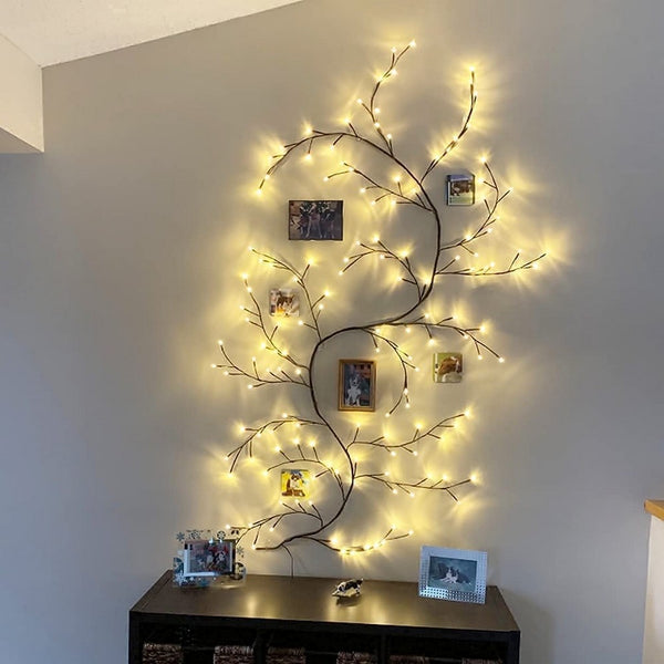 2.3M Artificial Plants Flowers Tree Willow Vine Lights 144 LED for Walls Bedroom Living Room Decor