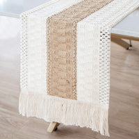 Macrame Table Runners with Tassels Natural Burlap Cotton Table Flag