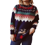 Women's Christmas Knitted Sweater Long Sleeve Crew Neck Pullover Knitwear