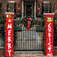 Christmas Porch Sign Oxford Cloth Xmas Door Banner Wall Hanging Party Decoration