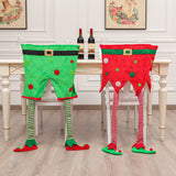 Christmas Back Chair Cover Xmas Elf Long Leg Seat Cover