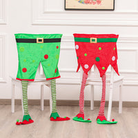 Christmas Back Chair Cover Xmas Elf Long Leg Seat Cover