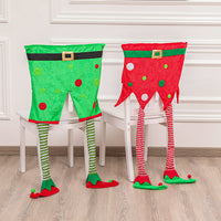 Christmas Back Chair Cover Xmas Elf Long Leg Seat Cover