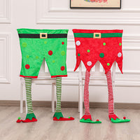 Christmas Back Chair Cover Xmas Elf Long Leg Seat Cover