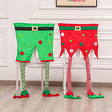 Christmas Back Chair Cover Xmas Elf Long Leg Seat Cover