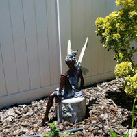 Sitting Fairy Statue Outdoor Garden Resin Statue Ornaments Garden Sculpture Decor