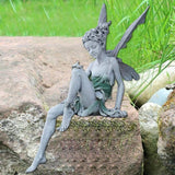 Sitting Fairy Statue Outdoor Garden Resin Statue Ornaments Garden Sculpture Decor