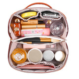 Large Capacity Travel Cosmetic Bag Organizer Makeup with Brushes Slots Dividers