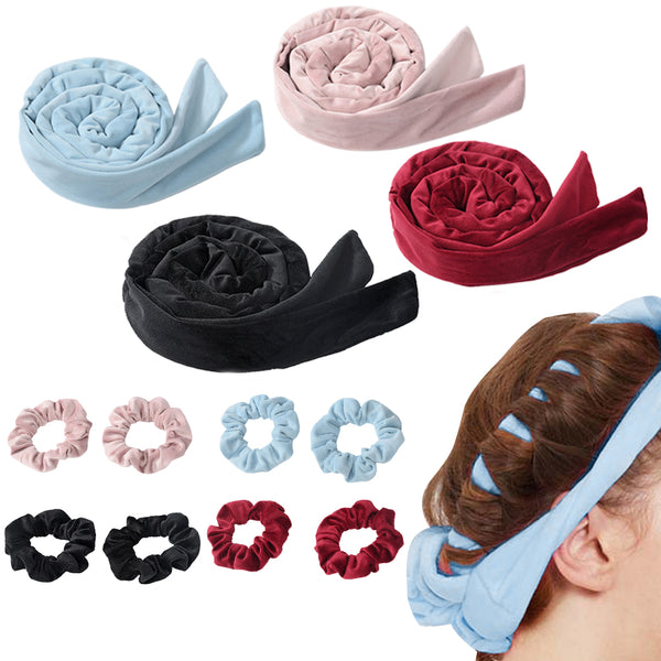 3Pcs Heatless Curling Rod Hair Curling Rollers Lazy Curler Sets Headband