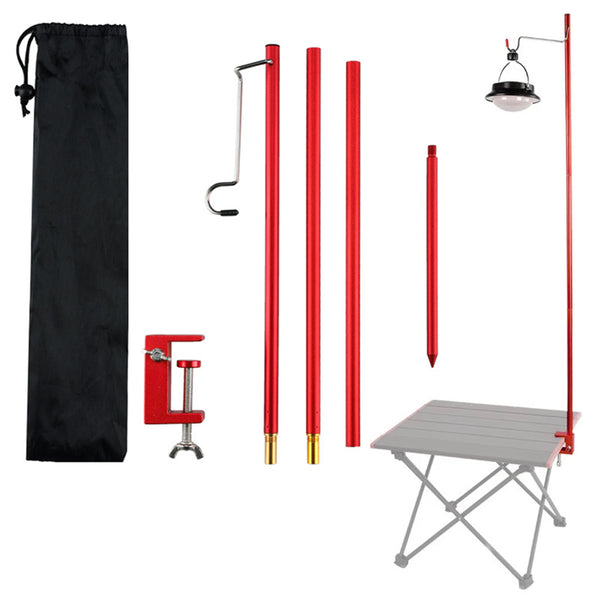Collapsible Aluminium Alloy Camping Lantern Stand with Stake and Hook