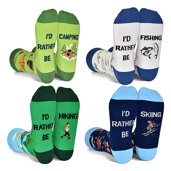 Unisex Novelty I'D RATHER BE Men Women Funny Sport Cotton Socks