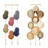 Boho Caps Storage Display Rack with Decorative Tassels for Baseball Caps Wide Brim Hats