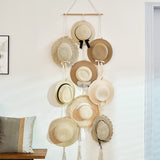 Boho Caps Storage Display Rack with Decorative Tassels for Baseball Caps Wide Brim Hats