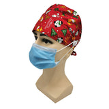 Unisex Adjustable Christmas Doctor Nurse Surgery Scrub Cap with Button