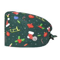 Unisex Adjustable Christmas Doctor Nurse Surgery Scrub Cap with Button