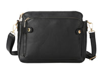 Three-Layer Leather Crossbody Shoulder Bag