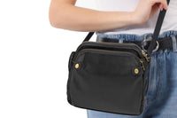 Three-Layer Leather Crossbody Shoulder Bag