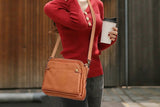 Three-Layer Leather Crossbody Shoulder Bag