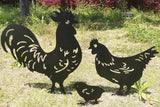 Rooster and hen hollow-out ornaments Metal Decorative Garden Stakes